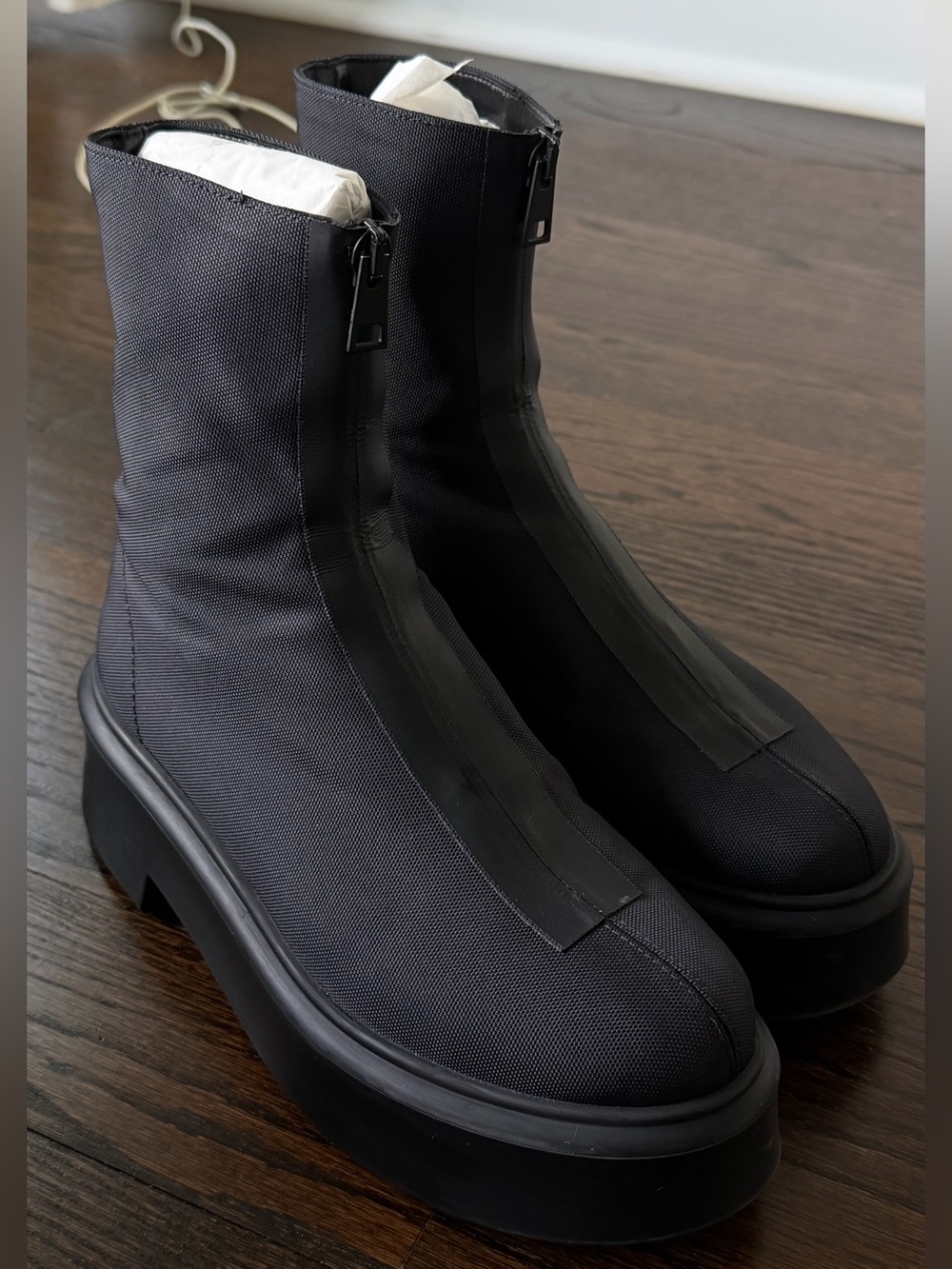 The Row Black Platform Zip-Up Ankle Boots